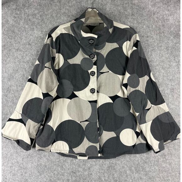bryn Walker Jackets & Blazers - Bryn Walker Sabira Jacket Womens Large Gray Polka Dot Stretch Lagenlook Artsy